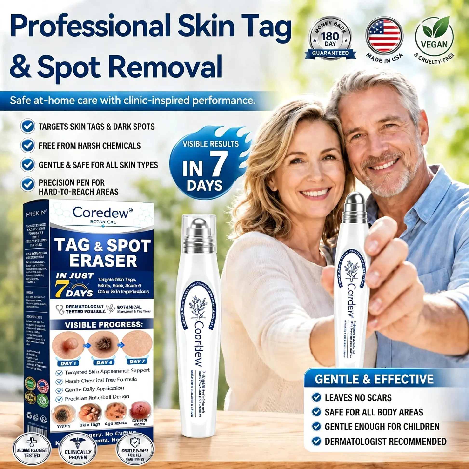 Coredewยฎ ๐-๐๐๐ ๐๐ธ๐ข๐ง ๐๐๐ด & ๐๐ฉ๐ค๐ญ ๐๐ซ๐๐ฌ๐๐ซ Painless & Scar-Free Advanced Imperfection Removal Rollerball Pen